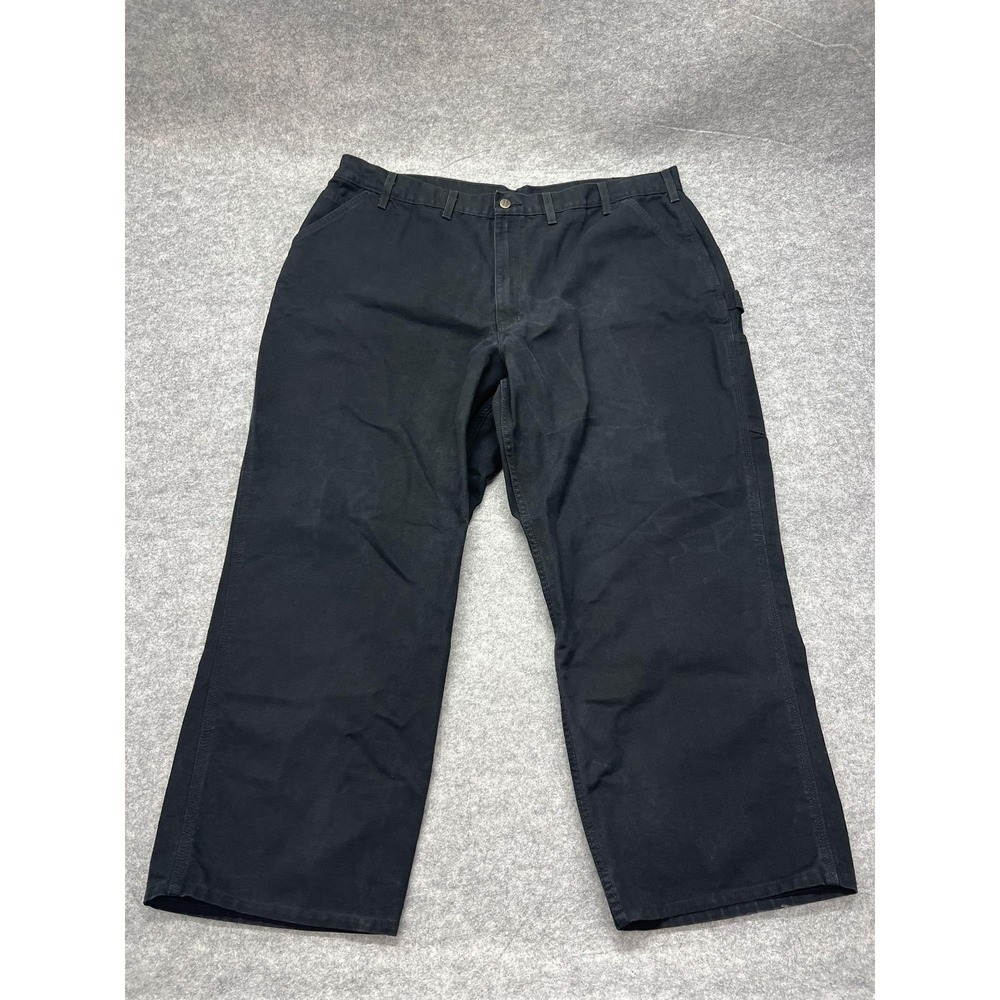 Carhartt Canvas Pants Mens 46x30* Black Loose Fit Carpenter Workwear B11-BLK - Picture 1 of 9